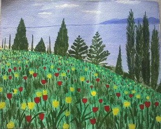 Reena Thomas; Tulip Garden, 2014, Original Painting Acrylic, 10 x 8 inches. 
