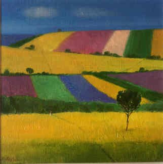 Serge Akopov; Fields Of Provence, 2016, Original Painting Oil, 19 x 19 cm. Artwork description: 241 abstract landscape, painting oil, fine art...
