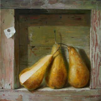 Serge Akopov; Three Pears, 2014, Original Painting Oil, 30 x 30 cm. Artwork description: 241 still life, oil painting, fine art...