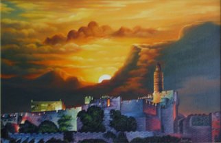 Igor Lomei; Jerusalem, 2011, Original Painting Oil, 100 x 67 cm. Artwork description: 241  Sky over Jerusalem ...