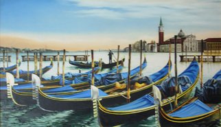 Igor Lomei; Venice, 2012, Original Painting Oil, 120 x 70 cm. Artwork description: 241  Boats in Venice ...