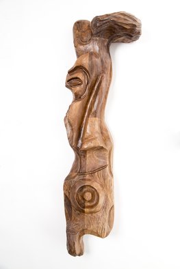 Blazej Siplak; Head N 14, 2017, Original Sculpture Wood, 33 x 109 cm. Artwork description: 241 wood, head, sculpture, abstract, art. brown, walnut...
