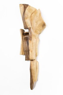 Blazej Siplak; Head N 7, 2017, Original Sculpture Wood, 32 x 130 cm. Artwork description: 241 wood, head, abstract, sculpture, walnut, original, woodcut...