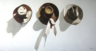 Camilo Lucarini; Hats, 2007, Original Painting Oil, 150 x 90 inches. Artwork description: 241  Group of hats hunging on a wall ...