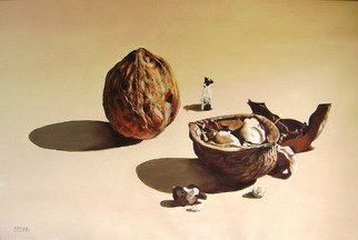 Camilo Lucarini; Nuts With Puppy, 2009, Original Painting Oil, 120 x 80 cm. Artwork description: 241  Oversized nuts with my pet ...