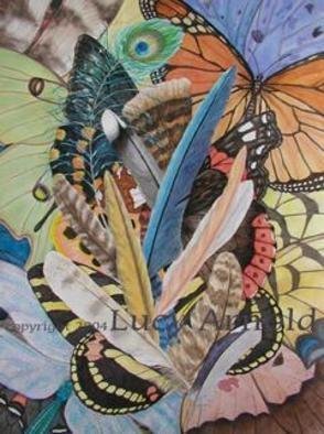 Lucy Arnold; Bits Of Flight, 2004, Original Giclee Reproduction, 18 x 24 inches. Artwork description: 241 The original watercolor painting, depicting feathers and wings of various forms, has sold.  Signed, limited edition giclee prints are available.  They are 24x18, unframed, 200 each....