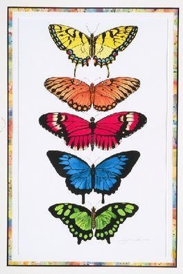 Lucy Arnold; Rainbow Butterflies, 2002, Original Giclee Reproduction, 18 x 24 inches. Artwork description: 241 Original watercolor sold.  Signed, limited edition giclee prints are available.  Real butterfly species are depicted in this rainbow....