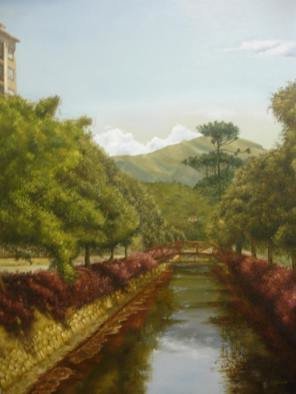 Luiz Henrique Azevedo; Petropolis View, 2007, Original Painting Oil, 60 x 80 cm. Artwork description: 241 A view of the river that pass through the city of Petropolis beside the Imperial Museum....