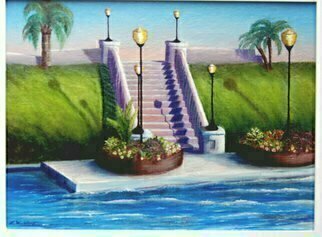 Lora Vannoord, 'Craig Park', 2011, original Painting Oil, 8 x 10  x 1 inches. Artwork description: 1911 Original oil painting of the steps and lamps to Craig Park in Tarpon Springs, Florida. This is where the Epiphany is held every January! It is an exciting time in Tarpon springs. framed...