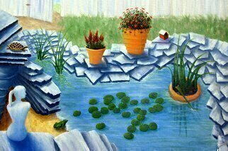 Lora Vannoord, 'Fun Garden', 2012, original Painting Oil, 24 x 18  x 1 inches. Artwork description: 1911 Original oil painting on canvas of a fun little water garden in the Catskills.  Lovely 3 inch frame...