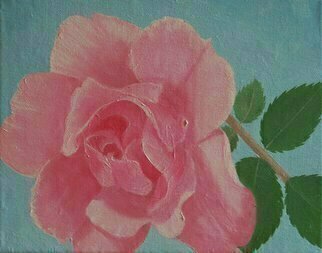 Lora Vannoord, 'The Pink Rose', 2016, original Painting Oil, 8 x 10  x 1 inches. Artwork description: 1911  Original oil painting of a pink rose on canvas.  It is a wrapped canvas so there is no frame necessary. ...