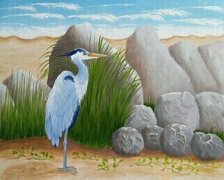 Lora Vannoord; Great Blue Heron, 2023, Original Painting Oil, 20 x 16 inches. Artwork description: 241 Original oil painting on canvas board of a Great blue Heron  on the east coast of Florida.  ...