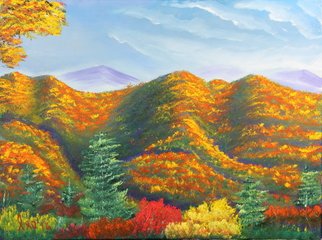 Leonard Parker; Smoky Mountain In The Fall, 2016, Original Painting Oil, 18 x 24 inches. 