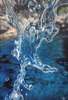 Valeria Latorre; Isola Bella, 2016, Original Painting Acrylic, 105 x 147 cm. Artwork description: 241  Photorealistic painting of water in movement. Isola Bella is the name of a small Island near Taormina, Sicily, where the original photograph of the water was taken. It is also known as The Pearl of the Ionian Sea. There is a narrow path that often connects the ...