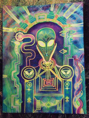 Scott Maki; Interstellar Portal, 2015, Original Painting Acrylic, 14 x 16 inches. Artwork description: 241  The Guardian steps through the star portal and travels through  interstellar space.  ...