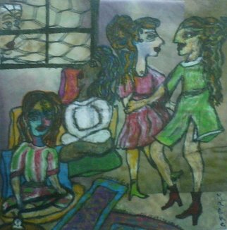  Malke, 'Algerian Women In Their A...', 2009, original Drawing Other, 12 x 12  cm. Artwork description: 2703  Ink and pastel on pre- dyed non- woven material ...