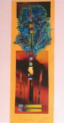  Malke, 'Foliage In The Dark', 2008, original Mixed Media, 8 x 11  cm. Artwork description: 3495  A tree grws, incorporates organic materials as well as manmade materials.  The tree makes it its own ...