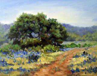 Barbara A Jones; Hill Country Bluebonnets, 2012, Original Painting Oil, 10 x 8 inches. 