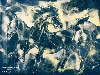 Mark Gray; Blue Horses By Mark Gray, 2018, Original Painting Oil, 18 x 24 inches. Artwork description: 241 Blue Horses by Mark Gray...