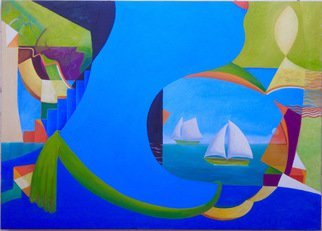 Mark Wholey; Blue HEad, 2016, Original Painting Oil, 41 x 29 inches. Artwork description: 241   Perspective, seascape, figurative and abstract in an intriguing fresh composition. ...