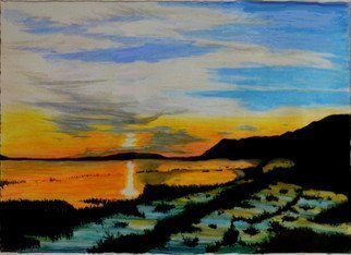 Mario Tello; Chapala Lake Sunset, 2016, Original Mixed Media, 40 x 35 cm. Artwork description: 241  watercolor on watercolor paper  ...