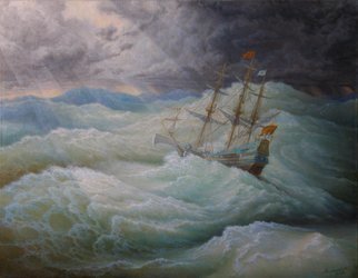 Yuriy Matrosov; A Ship In Stormy Sea, 2016, Original Painting Oil, 35.4 x 27.6 inches. Artwork description: 241 Painting Oil on Canvas.  This picture was inspired by an exhibition of the Famous marine artist Ivan Aivazovsky, which I recently visited in the State Russian Museum in Saint- Petersburg.It is highly detailed oil painting.  I applied many layers of color to create a transparent quality ...