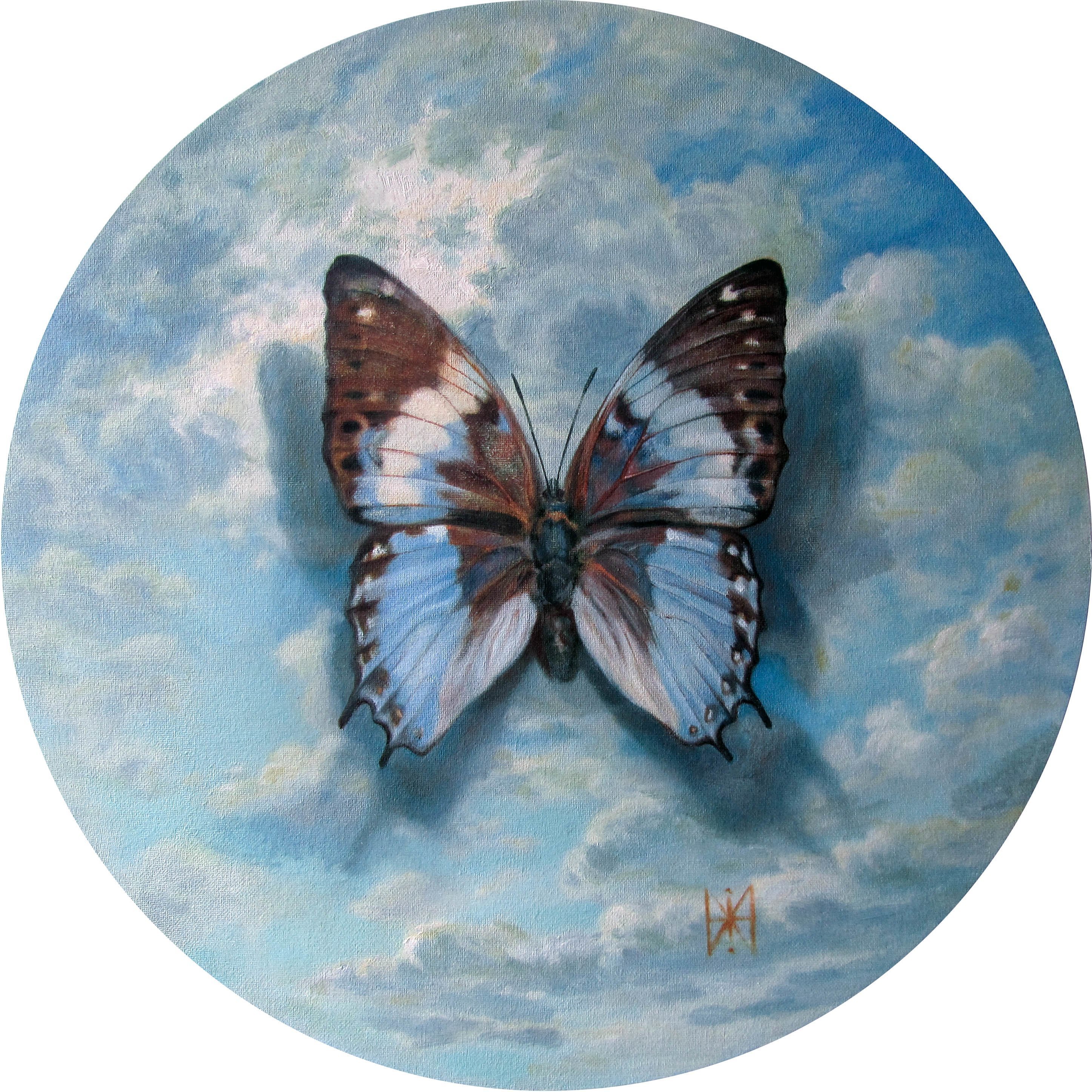 Yuriy Matrosov; Sky Dream, 2019, Original Painting Oil, 19.7 x 19.7 inches. Artwork description: 241 Sky dream is the round picture with a diameter of 19. 7 inches.  This is the first picture from a series of round pictures with butterflies.  The color scheme in which the paintings are made is chosen in such a way that the paintings fit perfectly into ...