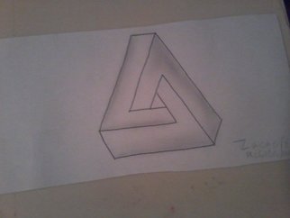 Zach Mcclendon; Impossible Triangle, 2016, Original Drawing Pencil, 4 x 7 inches. Artwork description: 241  This is an impossible triangle which is a very cool 3d shape that has a weird look to it almost an illusion ...
