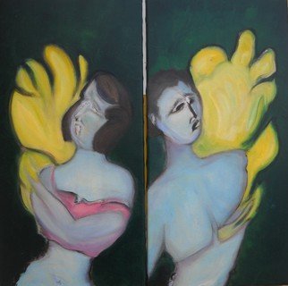 Corinne Medina-Saludo; EVA AND ADAM, 2014, Original Painting Oil, 60 x 60 cm. Artwork description: 241  EVA AND ADAM,  ...