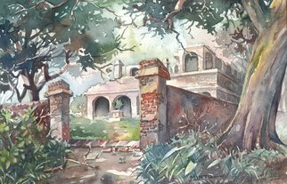 Mintu Maji; Old Temple, 2013, Original Watercolor, 8 x 6 inches. Artwork description: 241          water color painting, water color, landscape, bengal art, bengal village    water color/ painting/ landscape/ drawing     ...