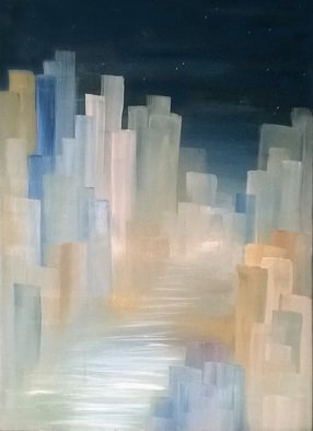 Elena Melnikova; Night City Oil On Canvas ..., 2014, Original Painting Oil, 19.7 x 27 inches. Artwork description: 241  This is original oil on canvas painting. Abstract city landscape is painted by vertical and horizontal brushstrokes only. oil painting, oil on canvas, abstract painting. iriginal dainting, geometric abstract, abstract, painting, canvas, modern, original, lyrical, city landscape, oil painting, oil on canvas, abstract painting. iriginal dainting, geometric ...