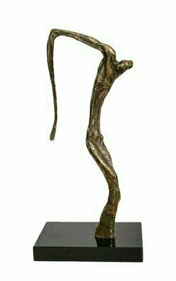 Mircea Puscas; Crutifixion, 1996, Original Sculpture Bronze, 20 x 12 cm. Artwork description: 241 One day, when I was walking, my attention was attered by a withered tree with a broken branch. This image inspired me to sculpt my artwork  Crucifixion . The sculpture represents crucified Christ with a lowered hand which transformed into a flowing down tear. Also, you can watch ...