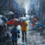 Mitzi Lai; Rainy Day Shopping In Tokyo, 2008, Original Painting Oil, 20 x 24 inches. Artwork description: 241  One of the kind original oil painting by Mitzi Lai  ...