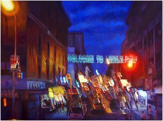 Michael Todd Longhofer; Warped Turf, 2009, Original Painting Oil, 48 x 36 inches. Artwork description: 241  Little Italy in New York Distortion SeriesMafia Parking Only baby! ...