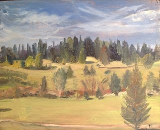 Michelle Mendez, 'Danville Field', 1992, original Painting Oil, 12 x 9.7  inches. Artwork description: 1911  Danville Vermont, oil on primed wood, edges stained mahogany, ready to hang, Northeast Kingdom   ...