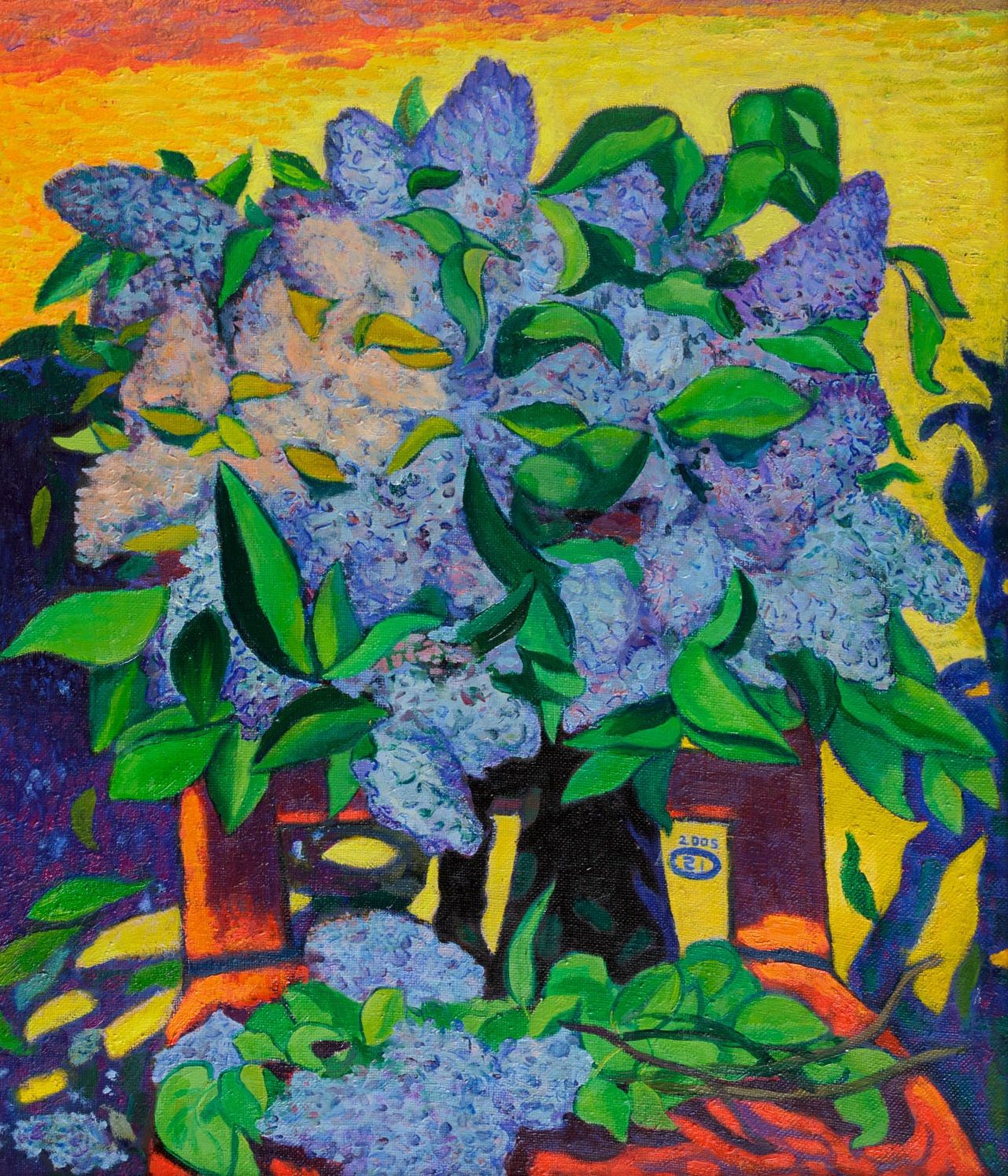 Moesey Li; Lilac, 2005, Original Painting Oil, 60 x 70 cm. Artwork description: 241 realism, still life, flowers, lilac...
