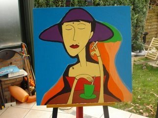 Moise Levi; Lady With A Purple Hat, 2008, Original Painting Acrylic, 100 x 120 cm. Artwork description: 241  Lady with a purple hat ...
