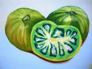 Marilia Lutz; Green Tomatoes, 2011, Original Painting Oil, 12 x 9 inches. 