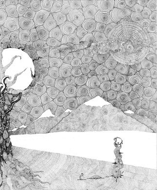 Christopher Rowan; Chaos Terrain, 2012, Original Drawing Ink, 9 x 12 inches. Artwork description: 241 Messing around with pointillism and abstract landscapes. ...