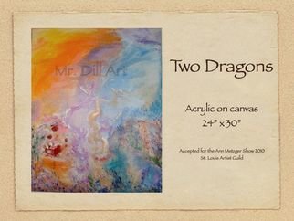Mr. Dill; Two Dragons, 2009, Original Painting Acrylic, 30 x 24 inches. Artwork description: 241   Abstract of rising dragons  ...