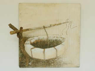 Munyaradzi Mazarire; Well, 2004, Original Mixed Media, 97 x 97 cm. Artwork description: 241 The well is a fusion of 3 dimensional elements protruding from a painted wooden board and engraving. The artwork is a depiction of a common arrangement of an instrument for drawing water from a well. ...