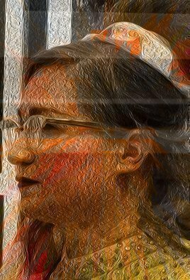 Nancy Bechtol, 'Digital Mindset Orange Hip', 2013, original Photography Other, 24 x 26  x 1 cm. Artwork description: 2703 durst lambda print, archival on aluminum substrate, matte finish, ready to hang. abstract, face, digitalabstract, face, digital statue purple ...