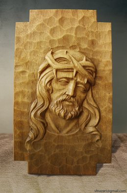 Nazar Havrulyik; Jesus, 2016, Original Sculpture Wood, 22.5 x 38.5 cm. Artwork description: 241  Jesos religion bible wood oak ...