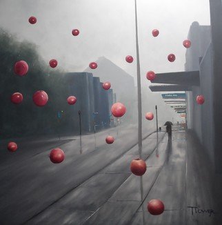 Terry Dower; Its Raining Apples On Geo..., 2015, Original Painting Oil, 42 x 42 inches. Artwork description: 241          Oil on Canvas                   ...