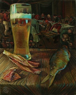Sergey Lesnikov; Watching A Peasant Wedding, 2021, Original Painting Oil, 41 x 51 cm. Artwork description: 241 Original still life composition with flamish background...