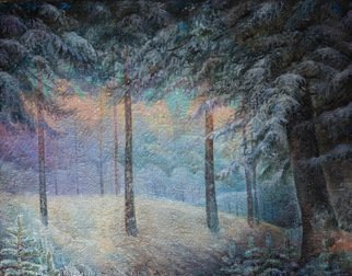 Sergey Lesnikov, 'Winter', 2018, original Painting Oil, 109 x 85  x 1 inches. Artwork description: 1758 Winter fantasy, pastose oil on convas...