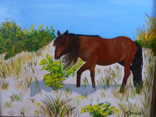 Marilyn Domilski; Dune Pony, 2021, Original Pastel Oil, 11 x 14 inches. Artwork description: 241 This dune pony is relaxing in the summer sun.  He is surrounded by grasses and foliage of the sand dunes.  He is enjoying the beautiful day. ...