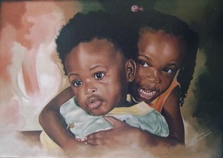 Okezie Nwosu; Portrait1, 2002, Original Painting Oil, 30 x 20 inches. Artwork description: 241  Portrait of kids ...