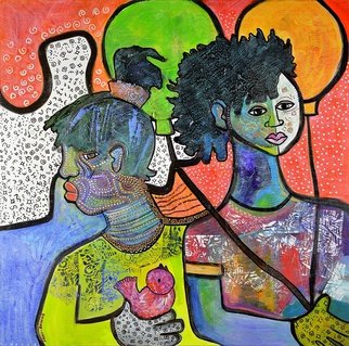 Gwendolyn Brooks; I Had It First, 2014, Original Mixed Media, 30 x  inches. Artwork description: 241  Two sisters are having a disagreement over whichone should hold the balloons.The older sister ends up with the balloon.      ...