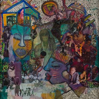 Gwendolyn Brooks; The House Of The Ancestors, 2011, Original Mixed Media, 30 x 30 inches. Artwork description: 241   Depicts the ancestorial dwelling placeand the spirits that live within thissacred space.    ...